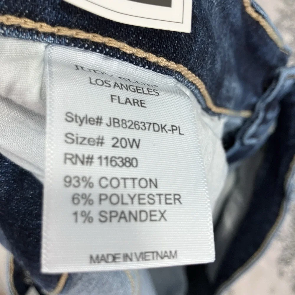 Judy Blue Flare Jeans Womens Plus 20W NWT High Rise Stretch Medium Wash Denim - Picture 12 of 14